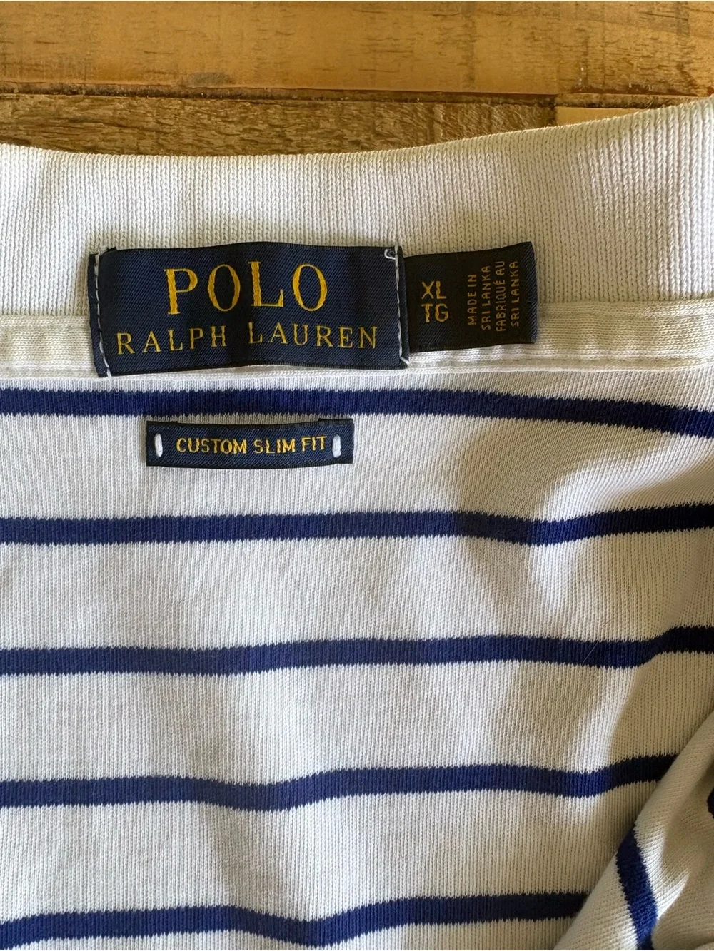 Polo by Ralph Lauren White Polo with Navy Stripes